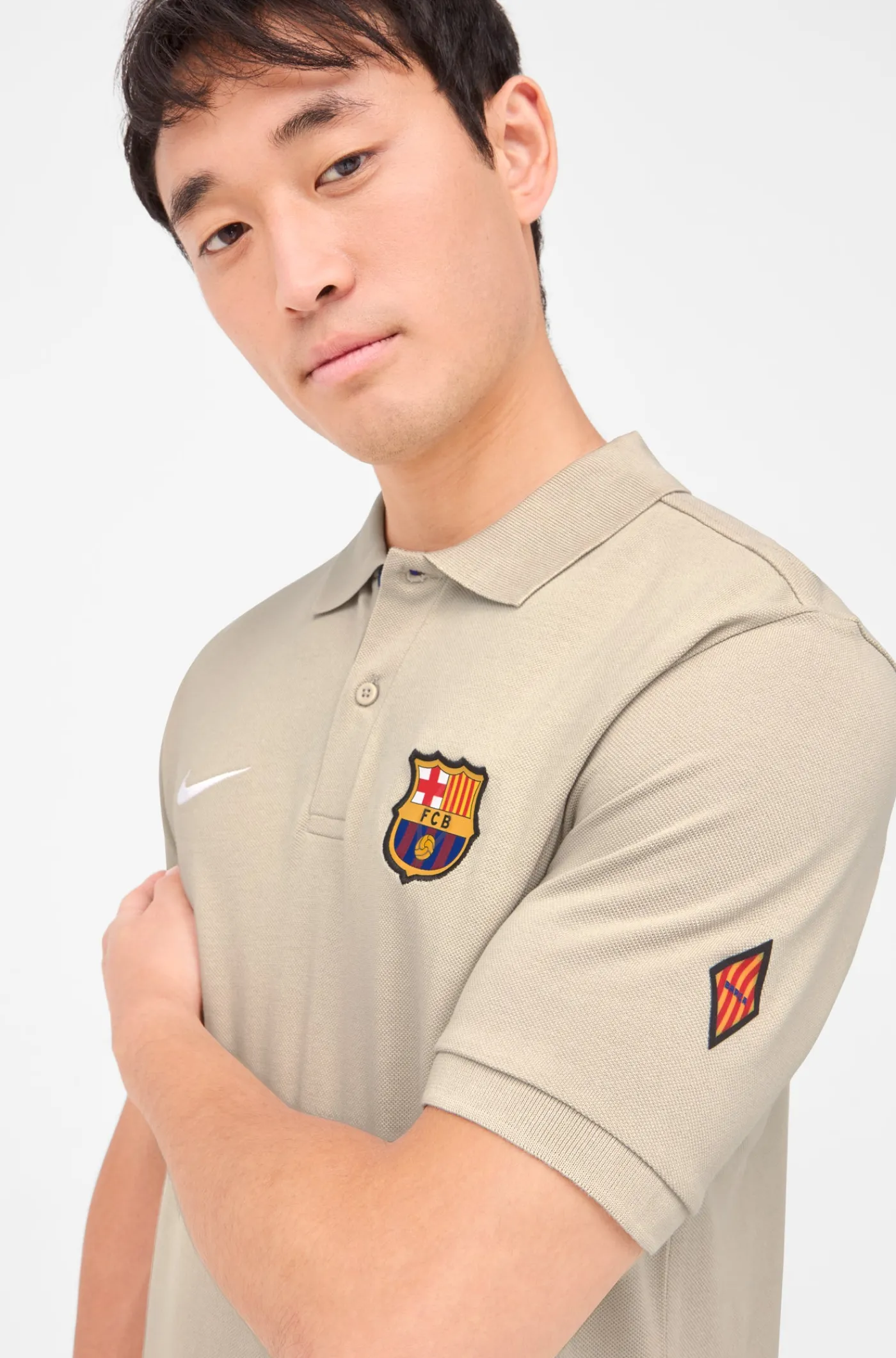 Beigefarbenes Schild-Poloshirt Barça Nike | FC Barcelona New