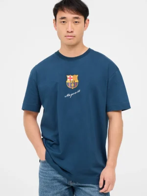 Marineblaues T-Shirt mit Barça-Wappen | FC Barcelona Fashion
