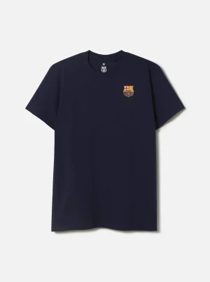 Marineblaues T-Shirt mit Ballaufdruck | FC Barcelona Shop