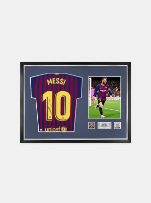 MESSI | Offizielles FC-Barcelona-Trikot von Lionel Messi signiert und gerahmt, Saison 2018-19 | FC Barcelona Clearance