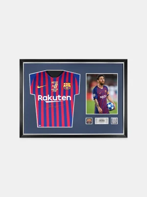 Messi FCB Front Framed 18-19 Home Gold: 8x Ballon d'Or | FC Barcelona Sale