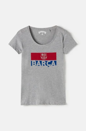 T-Shirt mit -Wappen und Logo - Grau meliert | FC Barcelona Shop